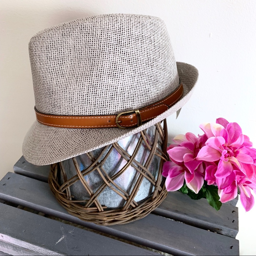 Classic Fedora Vegan Leather Belted Festival Hat - Picture 2 of 3
